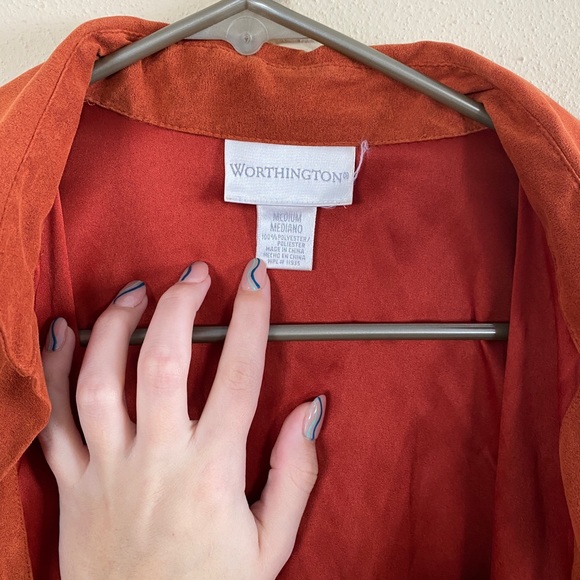 Burnt orange suede button up - Picture 2 of 8